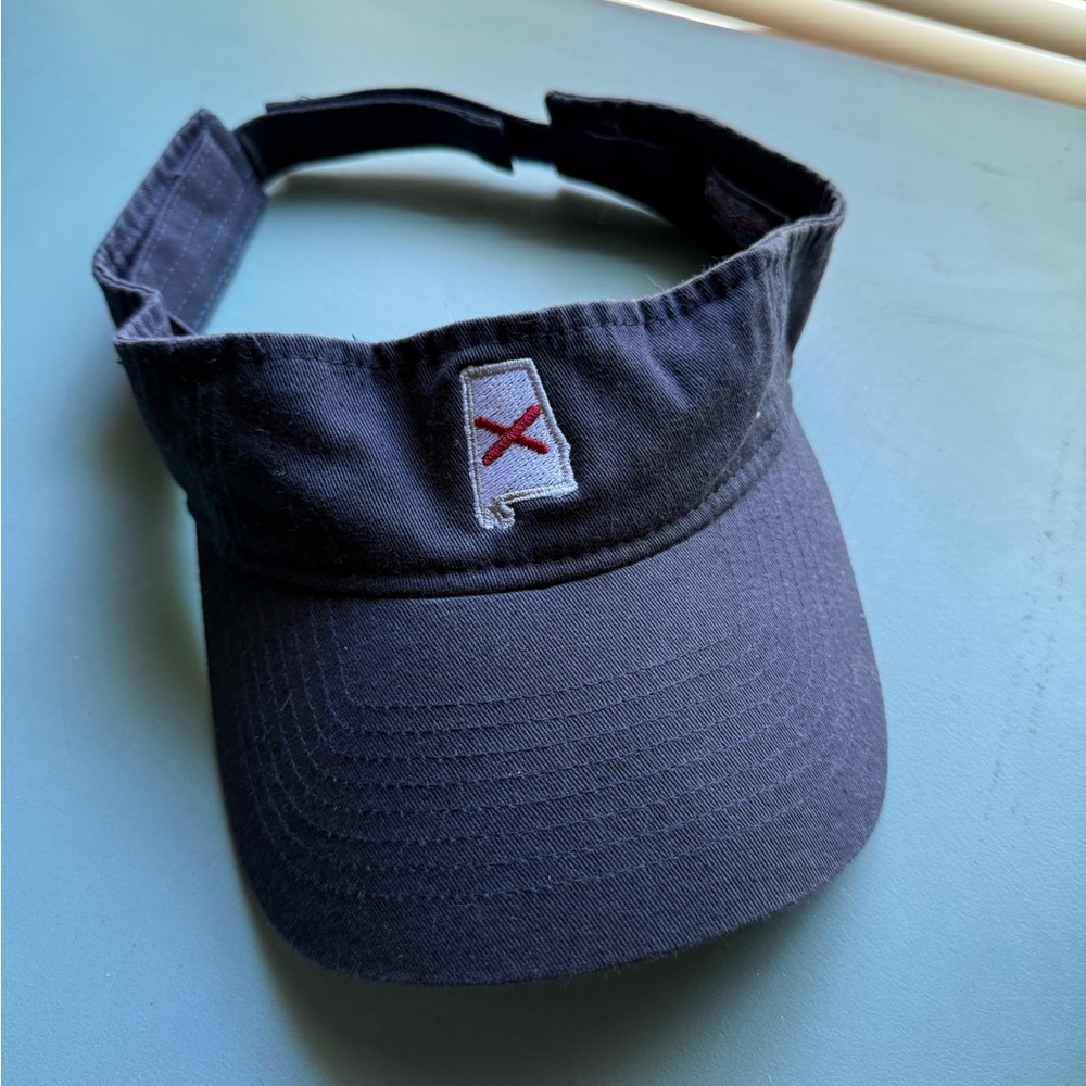 Adults Alabama navy blue Visor with Red Accent Embroidery